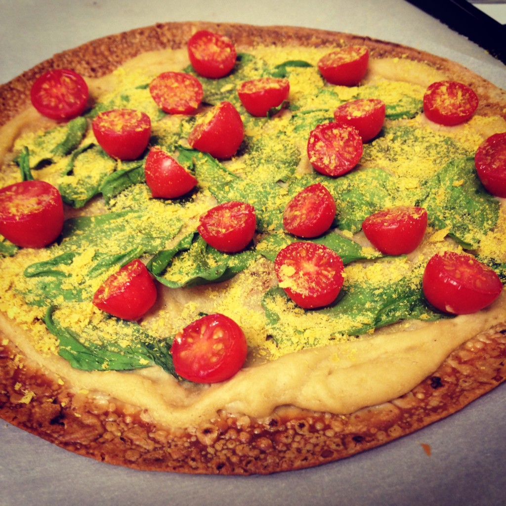 Hummus Tortilla Pizza