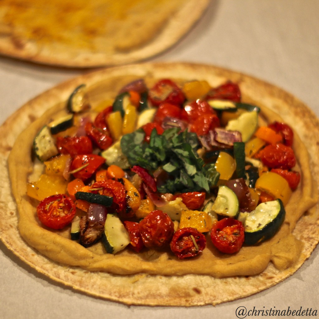 Hummus Tortilla Pizza