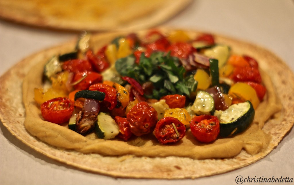 Hummus Tortilla Pizza