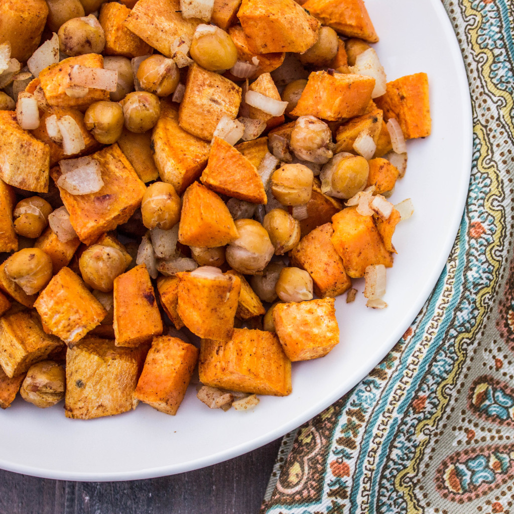 Autumn Spice Roasted Sweet Potatoes and Chickpeas