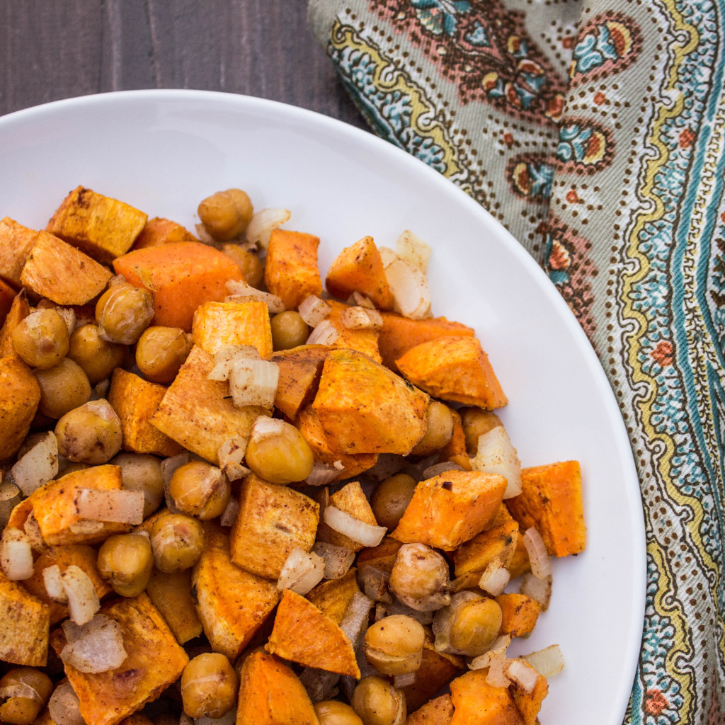 Autumn Spice Roasted Sweet Potatoes and Chickpeas