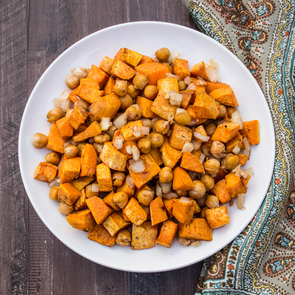 Autumn Spice Roasted Sweet Potatoes and Chickpeas