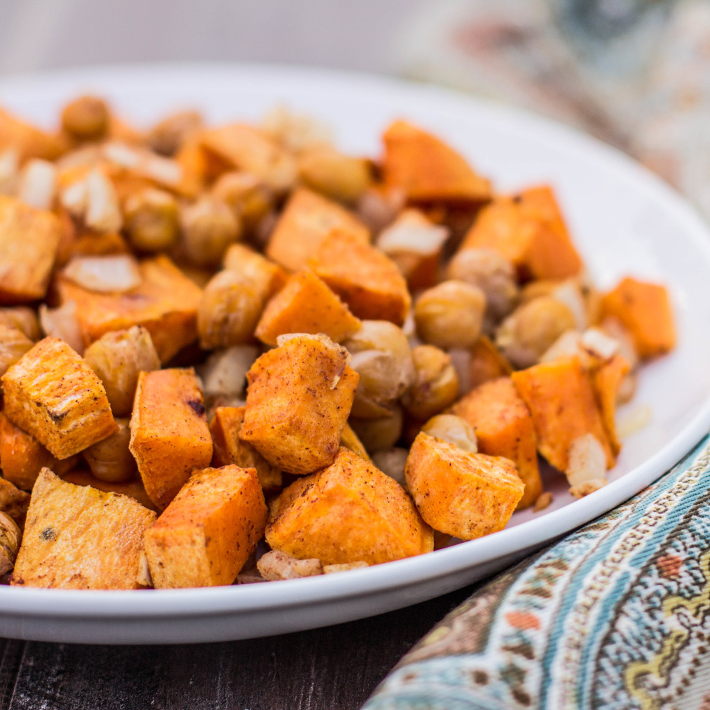 Autumn Spice Roasted Sweet Potatoes and Chickpeas