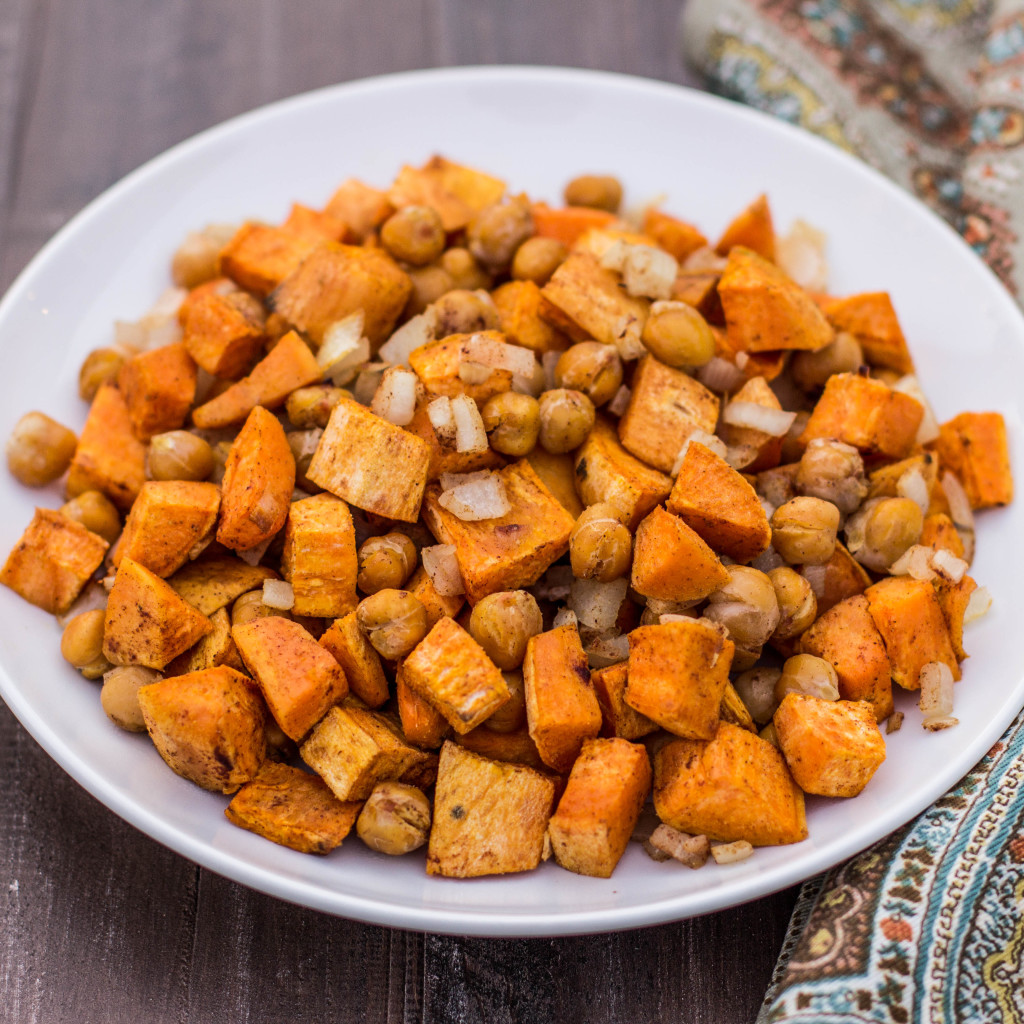 Autumn Spice Roasted Sweet Potatoes and Chickpeas